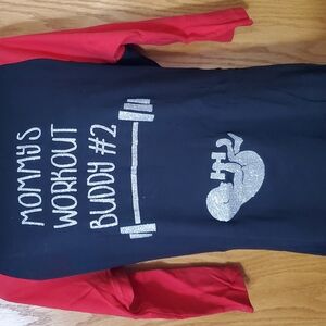 Red and Black Long Sleeve Maternity Top